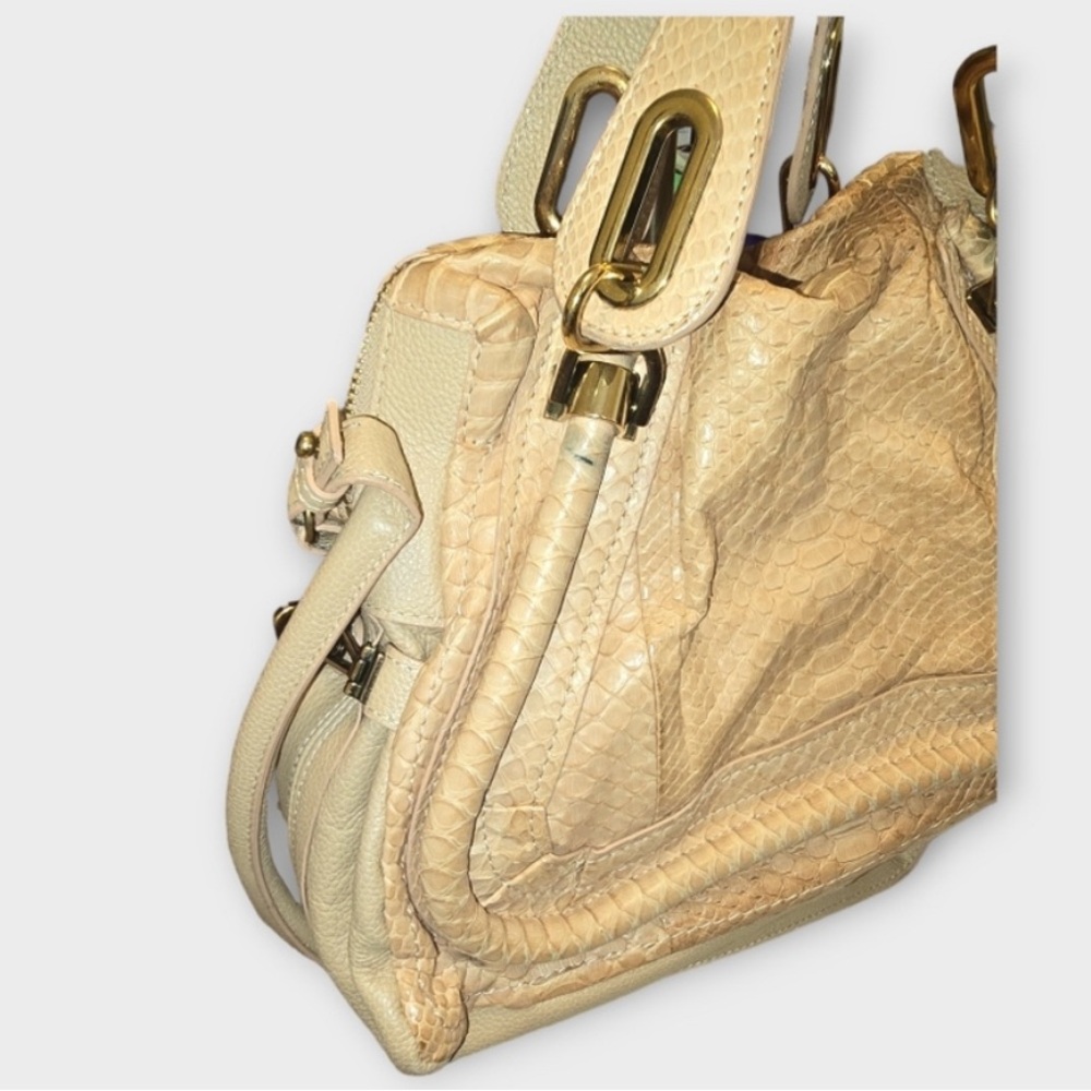 Chloe 2-Way Beige Python Leather Medium Paraty Sa… - image 3